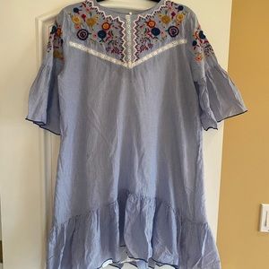 ZARA Bohemian Embroided Striped Dress NEW!